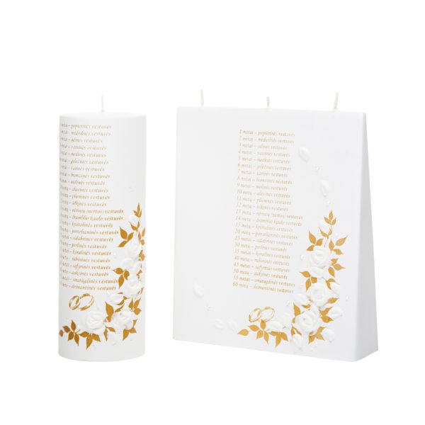 Vestuvių žvakė su metinėmis